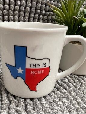 This Is Home Texas Ceramic Mug - White, Blue & Red